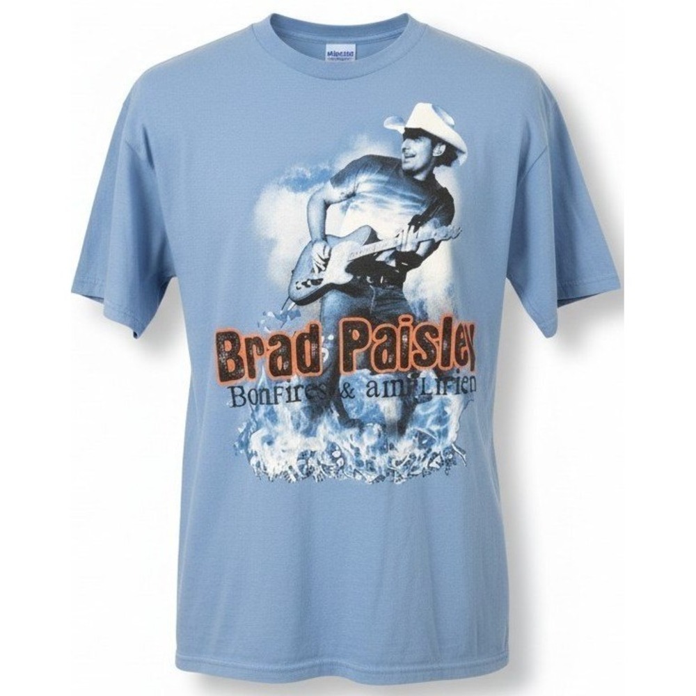 Brad Paisley Bonfires & Amplifiers Tour 2007 Concert T-Shirt Men's Large blue